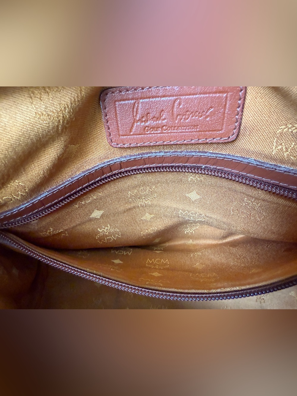 MCM Visetos Boston Speedy Satchel Bag – Cognac Brown Monogram Leather - Picture 7 of 15